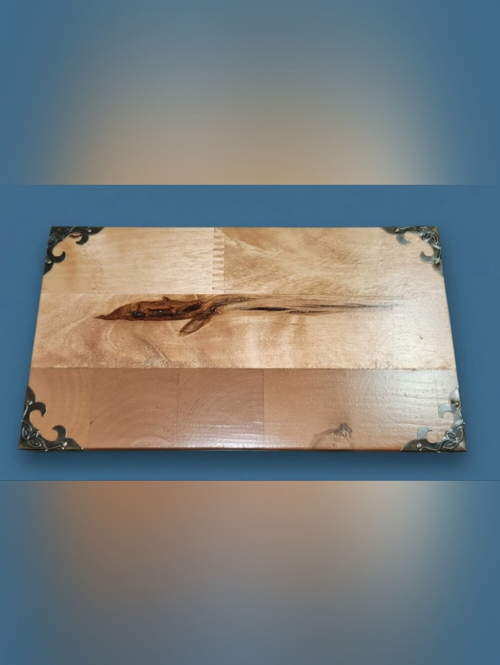 Handmade Wooden Trinket or Vanity Box with Decorative Metal Angel Feet - Brown - Picture 4 of 4
